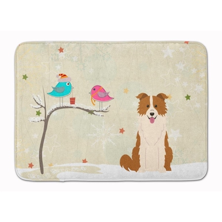 Carolines Treasures Christmas Border Collie Red and White Machine Washable Memory Foam Mat BB2591RUG